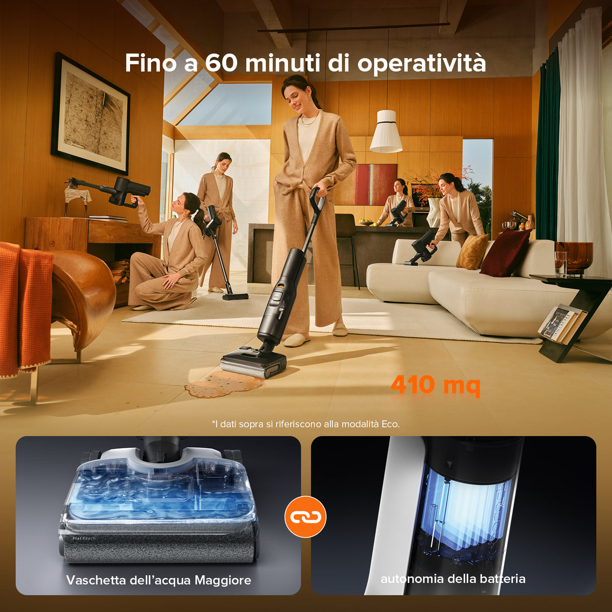 MisterVac | compatibile con bocchetta pavimenti, bocchetta scopa, bocchetta parquet, bocchetta ricambio + 2 rulli in feltro di ricambio Rowenta RO 2321 EA Power Space